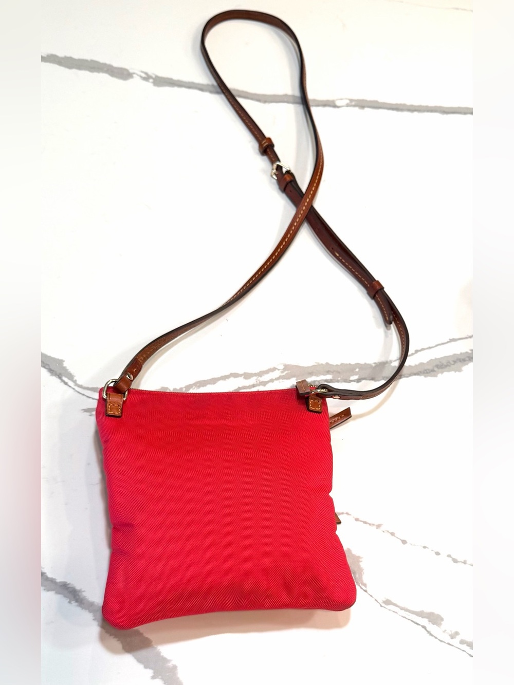 Dooney & Bourke Red Crossbody Double-Zip Pouch with Leather Trim - Picture 7 of 12